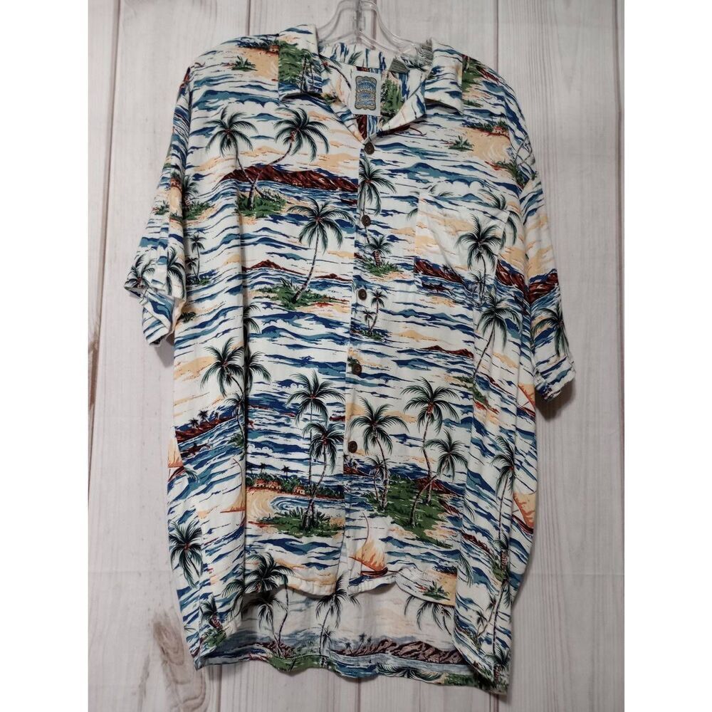 Ocean Current Shirt Men's Large Hawaiian Light Weight Vacation Tourist